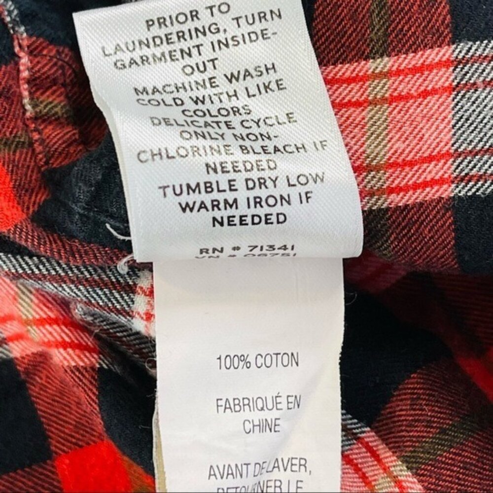 L.L. Bean Signature Camp Flannel Shirt Womens 2 Red Black Plaid Lightweight - Picture 5 of 8